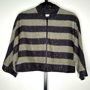 Brunello Cucinelli Women Stripe Cardigan - Grey and Blue - Size-up